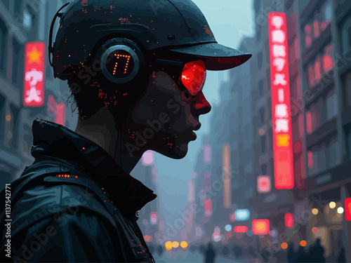 Cyberpunk dystopia poster art, moody dark tones with neon accents, authoritarianism symbolism, fragmented human rights imagery