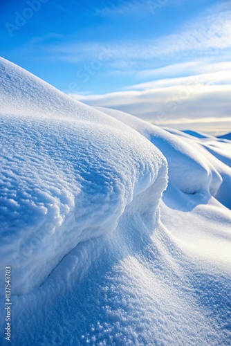 Beautiful snowdrift isolated on white background. Winter snowy background. 