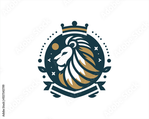 Lion King logo design icon symbol vector illustration.  photo