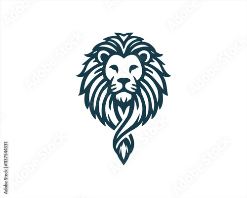 Lion Logo Design Vector Template. Lion Head Logo Icon Vector illustration. Black and white Lion head vector illustration.	
 photo