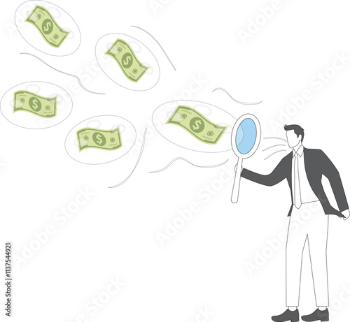 Greedy investors, advocating market bubbles or stock market bubbles, financial policies and economic stimulus, businessmen investors blowing money out of the bubble ring