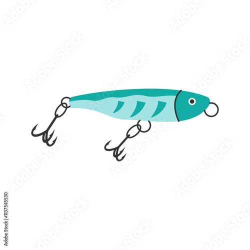 Blue Striped Fishing Lure Illustration
