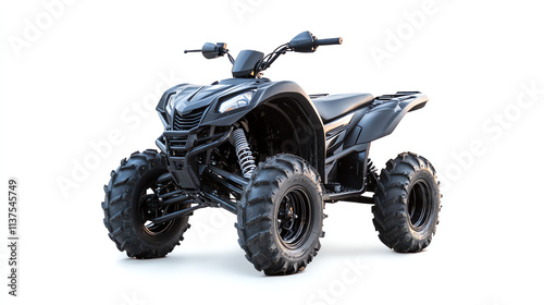 Black ATV quad bike isolated on white background