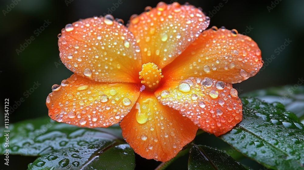 Dew-kissed orange flower.