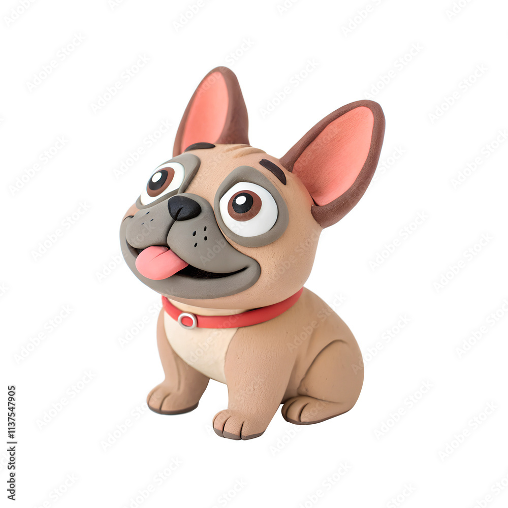 a clay Cute French Bulldog is joyful isolated on a transparent background a clay Cute French Bulldog is joyful isolated on a transparent background