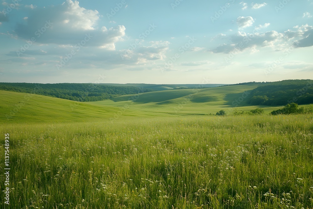 Obraz premium Peaceful countryside with rolling hills