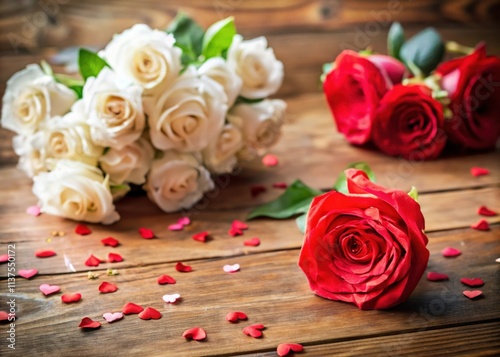 Beautiful bouquet of red roses with pink blooms and green leaves, symbolizing love and romance, perfect for weddings, gifts, and special occasions