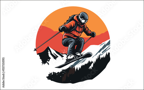 Vector set Silhouette of a skier in winter Ski silhouette isolated vector design eps