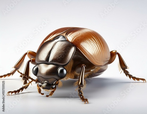 Detailed Beetle Close-up with Isolated White Background