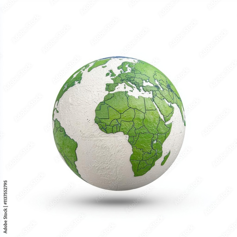 A photostock of a realistic Earth globe with detailed continents, isolated on a clean white background, symbolic and educational, High Quality A photostock of a realistic Earth globe with detailed continents, isolated on a clean white background, symbolic and educational, High Quality