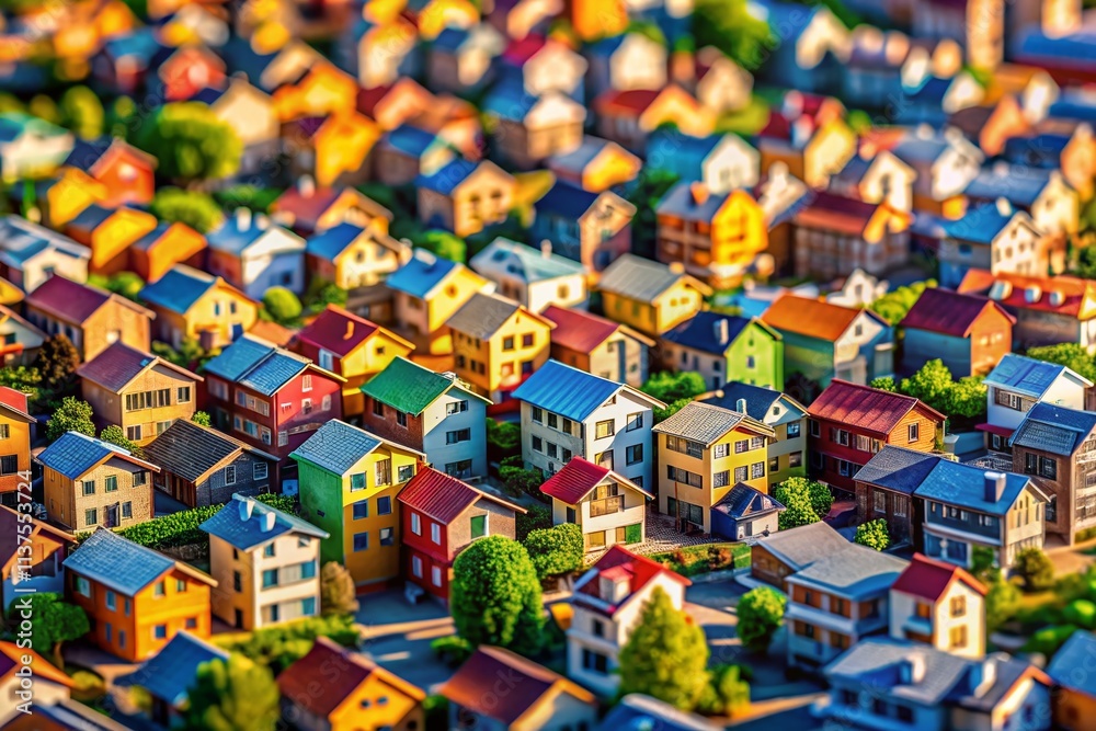 Macro Photography: Graph & Houses, Detailed Close-up, Architectural Miniature, Housing Market Data Visualization, Abstract Geometry Macro Photography: Graph & Houses, Detailed Close-up, Architectural Miniature, Housing Market Data Visualization, Abstract Geometry