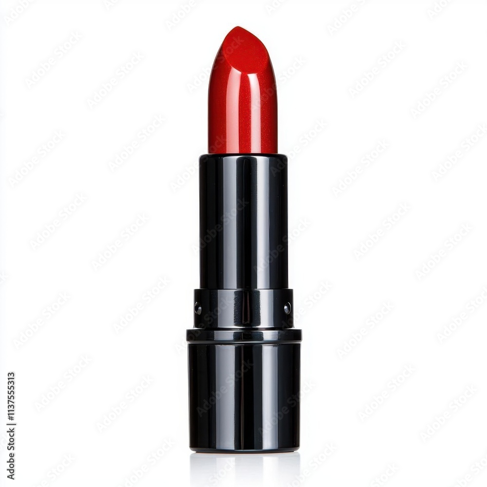 A photostock of a stack of smooth red lipstick tubes in glossy packaging, isolated on a clean white background, bold and luxurious, High Quality A photostock of a stack of smooth red lipstick tubes in glossy packaging, isolated on a clean white background, bold and luxurious, High Quality