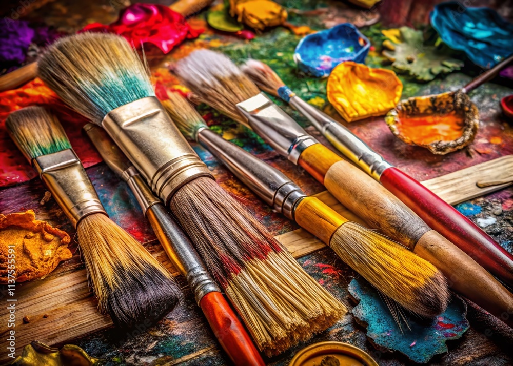 Macro Photography: Paint Supplies & Artistic Tools - Close-Up Details of Painting Essentials Macro Photography: Paint Supplies & Artistic Tools - Close-Up Details of Painting Essentials