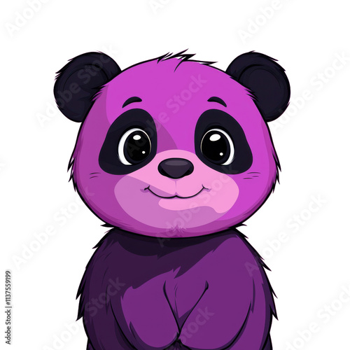 Playful purple panda illustration digital art whimsical animal character vivid colors cute design child-friendly concept photo