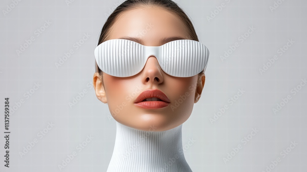Modern Fashion Portrait with Unique Sunglasses and Chic Styling Modern Fashion Portrait with Unique Sunglasses and Chic Styling