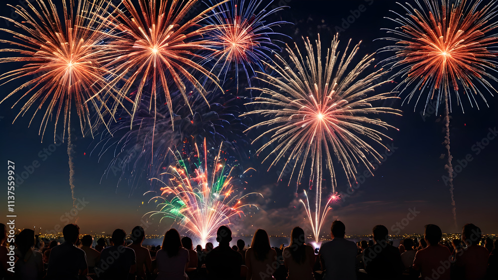 Obraz premium A fireworks display against the night sky
