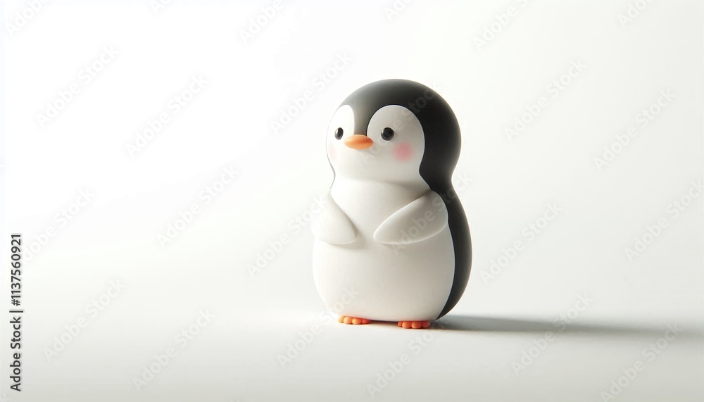 Obraz premium Penguin Standing on White Background, Embracing Minimalism with Curious Expression