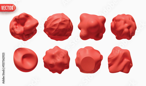 Set of Metaball shapes of objects realistic 3d design. Collection Meteorites asteroids comet Round ball spherical elements. Vector illustration