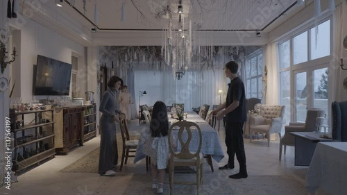 Wallpaper Mural Family at the Table Eating Christmas Breakfast Torontodigital.ca