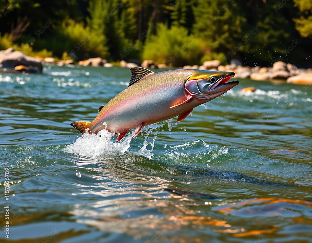 Fototapeta premium A fish leaping out of the water