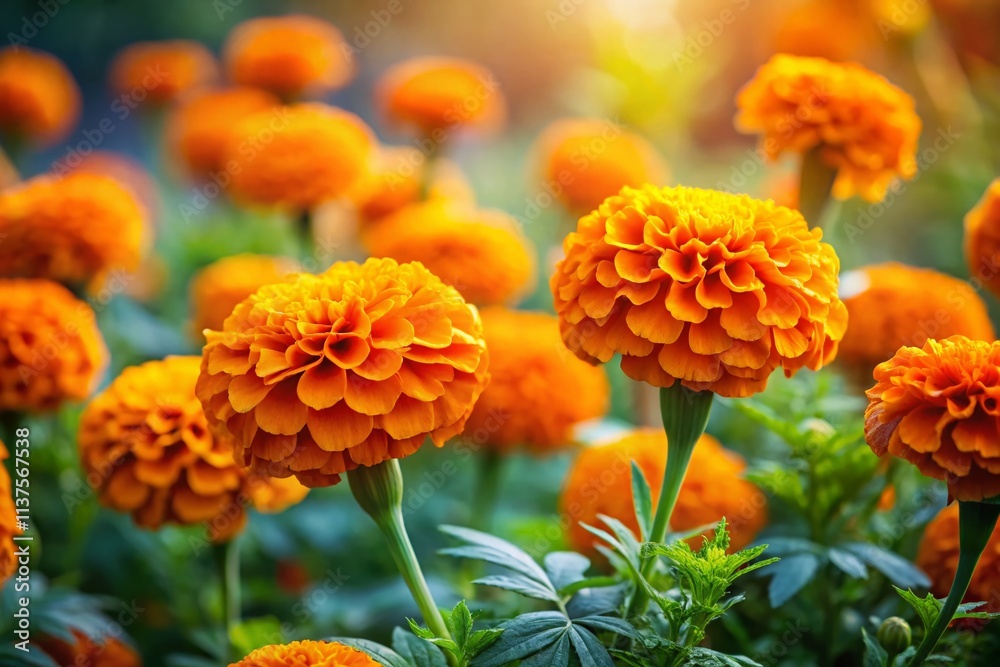 Marigold Closeup: Vibrant Orange Flowers, Sunny Garden, Minimalist Photography Marigold Closeup: Vibrant Orange Flowers, Sunny Garden, Minimalist Photography