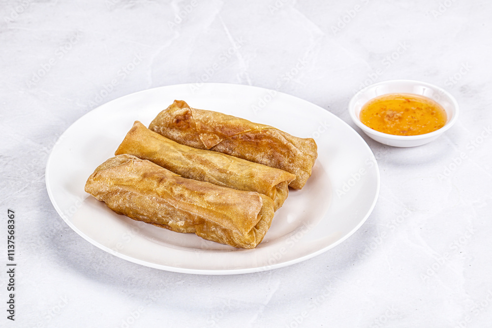 Traditional crispy fried stuffed springroll Traditional crispy fried stuffed springroll