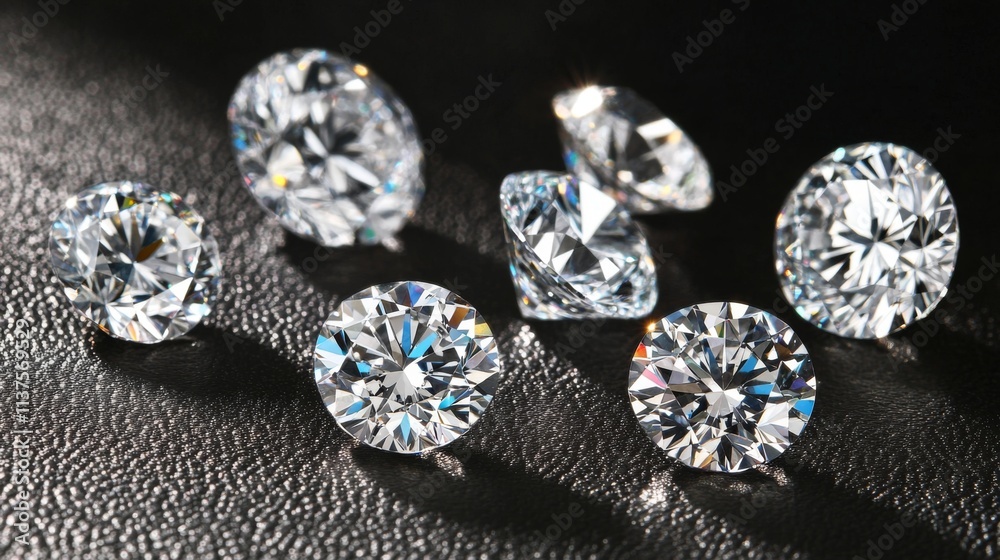 Glimmering Diamonds on Dark Surface Captivating Light Reflections