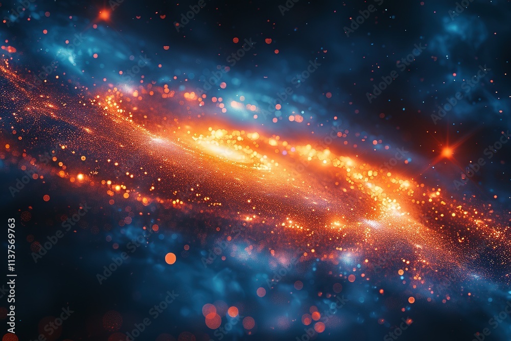 A spiral galaxy with orange and blue swirls A spiral galaxy with orange and blue swirls