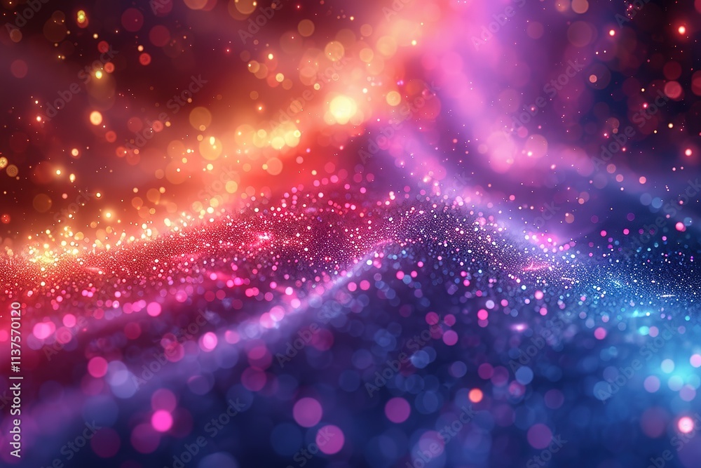 A colorful, glittery background with a purple and blue wave A colorful, glittery background with a purple and blue wave