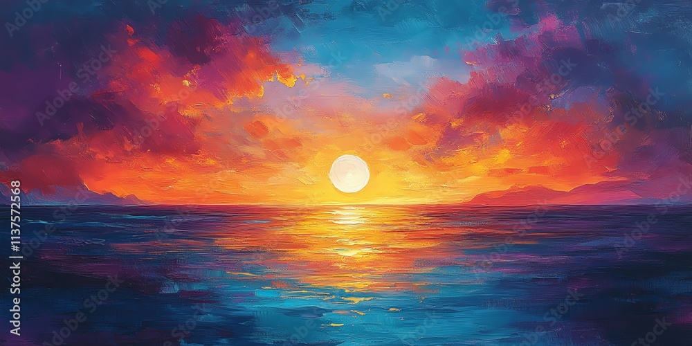 A beautiful sunset over the ocean with colorful clouds. A beautiful sunset over the ocean with colorful clouds.
