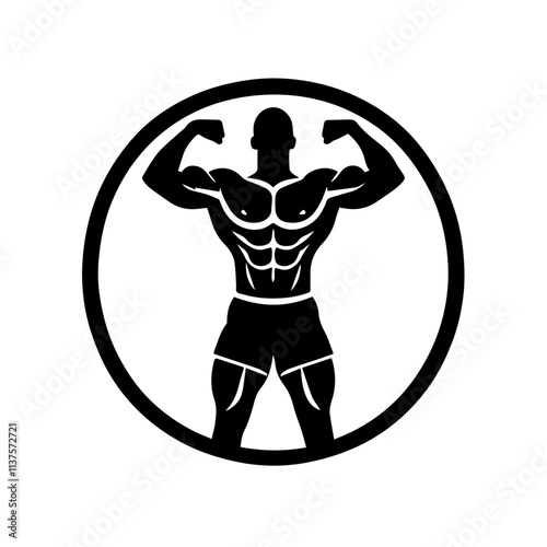 Powerful Bodybuilding Logo Design for Fitness Brand. Strong Man with Dumbbells, Perfect for Fitness Logos. Strong and powerful male fitness model silhouette. photo