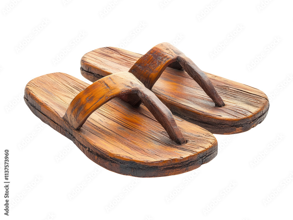 Traditional Japanese Wooden Geta Sandals Isolated on Transparent Background Traditional Japanese Wooden Geta Sandals Isolated on Transparent Background