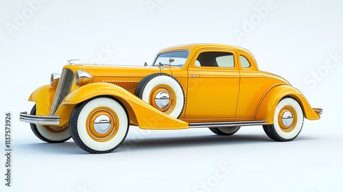 A vintage yellow car from the 1930s.