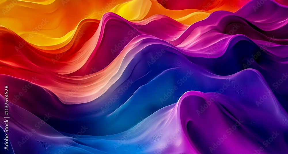 Obraz premium A colorful wavy background with purple, blue, and orange gradient waves.