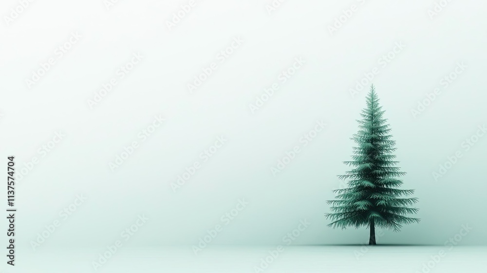 Mysterious fog concept. A lone evergreen tree stands amidst a soft, foggy landscape, evoking tranquility and solitude. Mysterious fog concept. A lone evergreen tree stands amidst a soft, foggy landscape, evoking tranquility and solitude.
