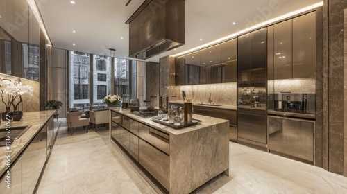 Elegant Modern Kitchen with Sleek Cabinets and Stylish Accents