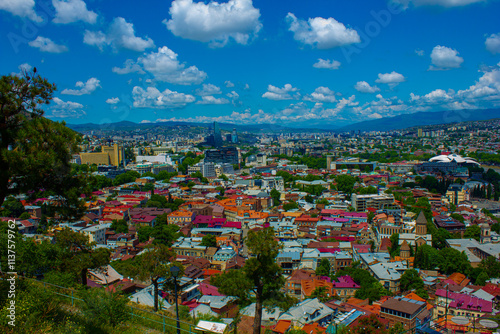 Aerial view on city Tbilisi, Georgia