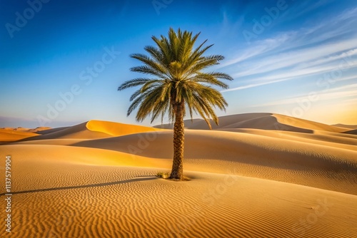Minimalist Oasis Tunisie: Desert Landscape Photography,  Tunisian Sahara,  Calm Serenity,  African Desert,  Minimalist Scenery