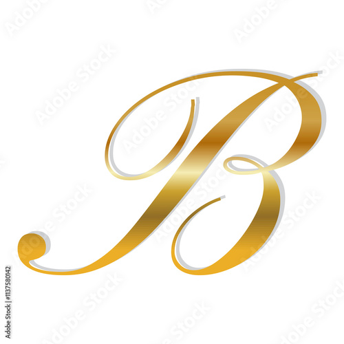 Golden letter B on a white background
