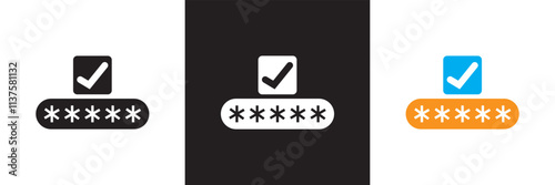 Pin code check mark icon. Vector illustration. isolated on white and black background. EPS 10