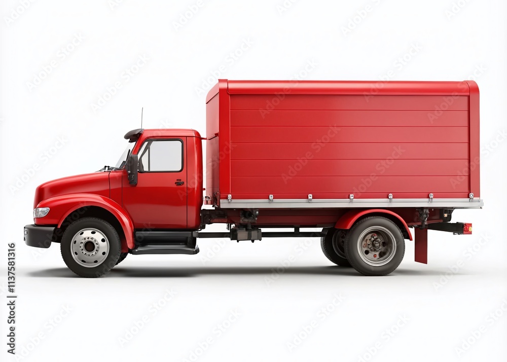 Minimalist Red Truck Mockup: Side View Closeup, Goods Transport, Isolated Background, Graphic Design Element Minimalist Red Truck Mockup: Side View Closeup, Goods Transport, Isolated Background, Graphic Design Element