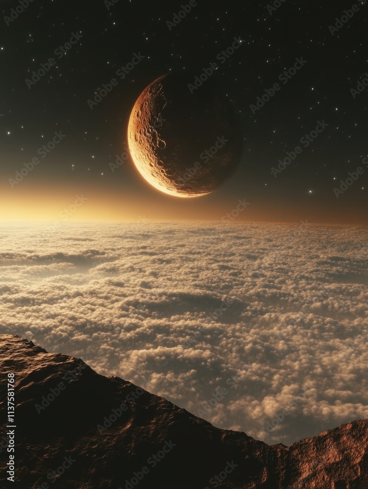 Obraz premium Moon over clouds