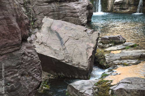 A Large, Square Rock in the Canyon at Yuntaishan photo