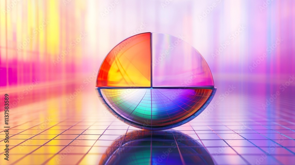 Fototapeta premium Colorful Light Refraction Creating Abstract Geometry on a Surface