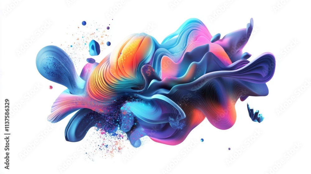 Obraz premium Colorful Abstract Fluid Shape with Swirls and Textures in Motion