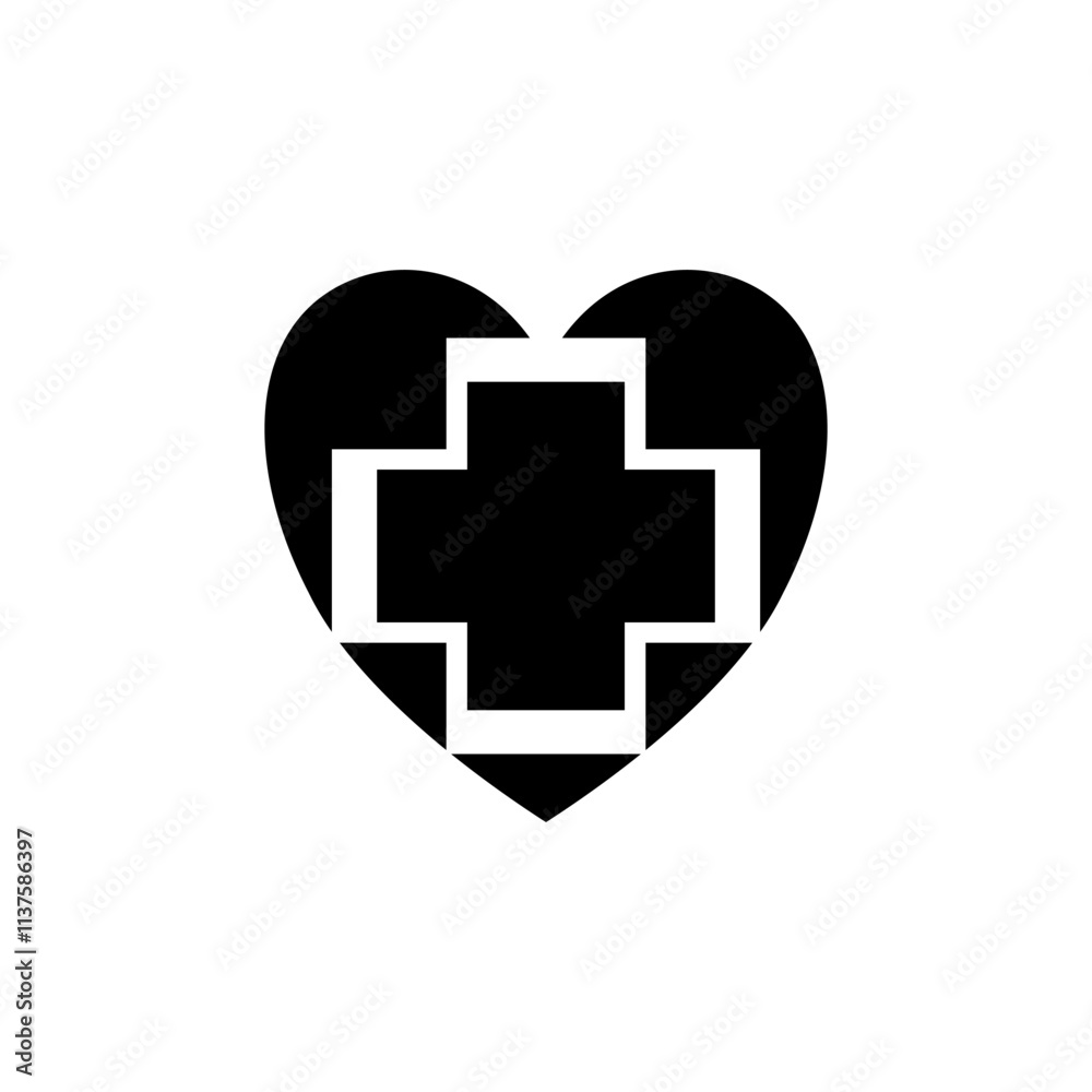 Obraz premium love shape icon design with medical health symbol