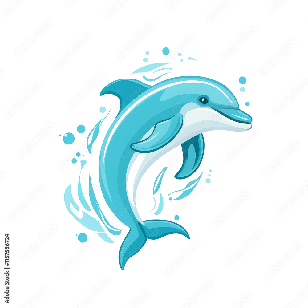 Obraz premium Playful dolphin jumping in vibrant ocean waves - digital marine life art