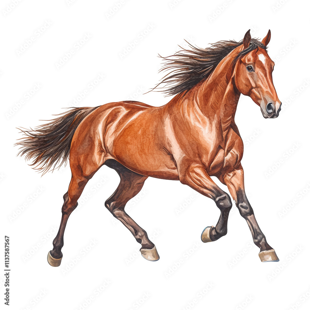Obraz premium Dynamic horse galloping through the field nature scene vibrant colors