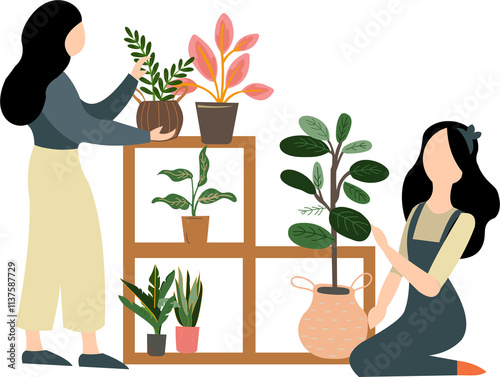 People Taking Care of Houseplants in Pot