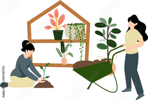 People Taking Care of Houseplants in Pot